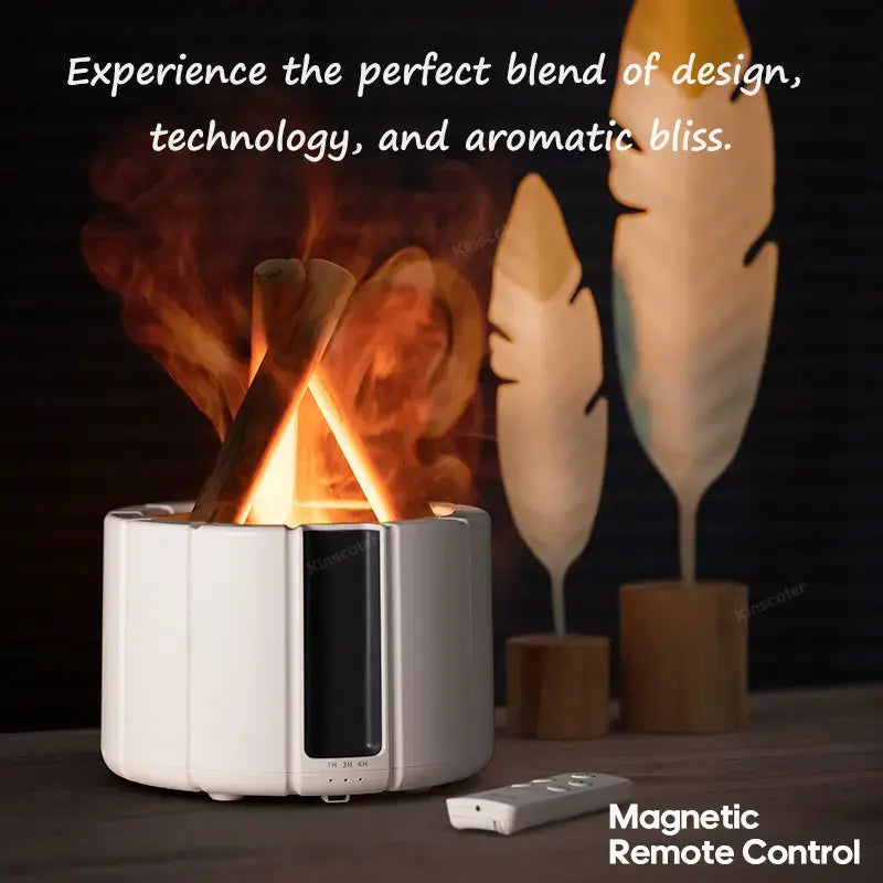 Campfire-style LED diffuser with essential oil mist – Living Abroad Creations aroma diffuser gift set