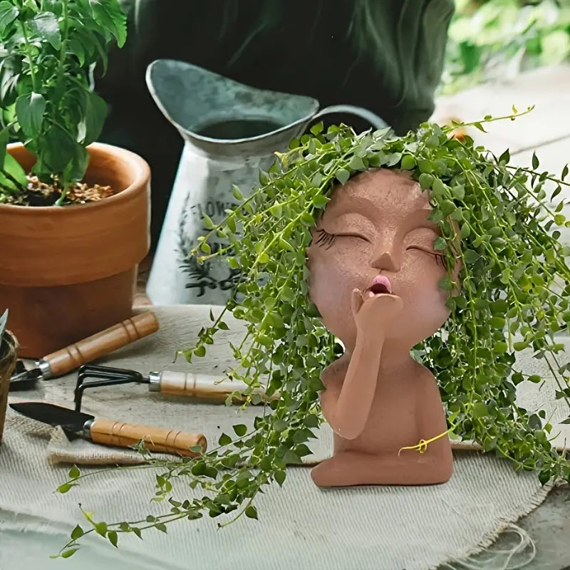 Funny figure flower pot with unique facial expression – Living Abroad Creations