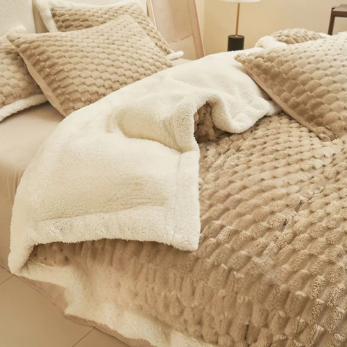 Golden velvet Camel fleece set from Living Abroad Creations