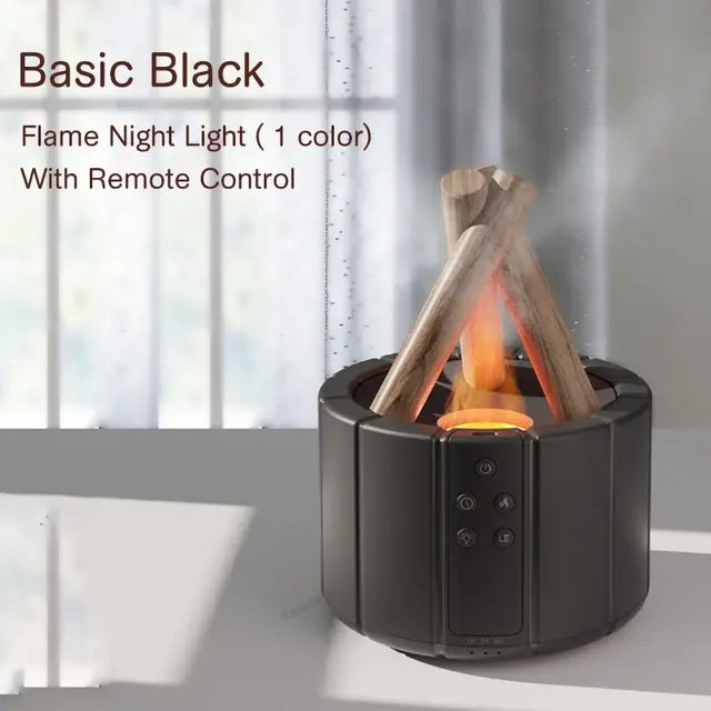 Living Abroad Creations black basic essential oil diffuser – cool mist humidifier with simulated campfire glow