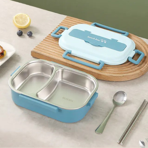 Living Abroad Creations blue bento box open