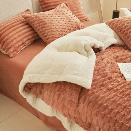 Warm winter bedding ideal for cold nights from Living Abroad Creations in Caramel