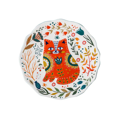 Artistic Lucky Cat plate by Living Abroad Creations Orange