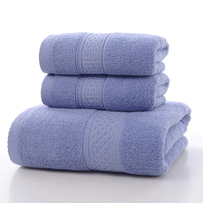 Indigo cotton towels stacked on counter by Living Abroad Creations