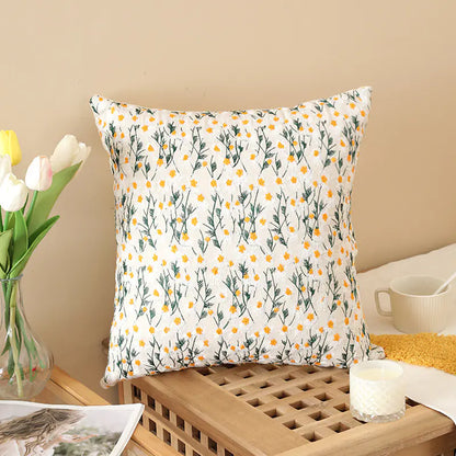 Living Abroad Creations cotton canvas pillow cover with yellow flower pattern design
