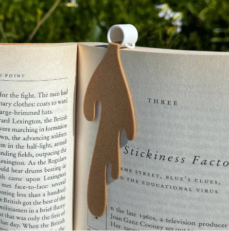 Living Abroad Creations cute coffee bookmark measuring 12 x 2.5 cm displayed in book