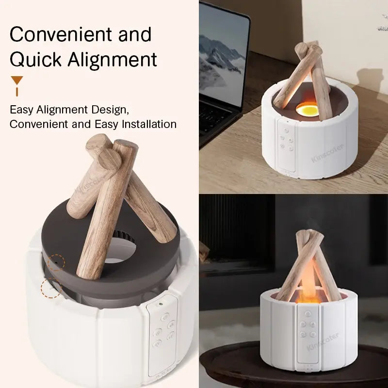 Living Abroad Creations flame-effect aroma diffuser – 280ml ultrasonic humidifier with BPA-free design