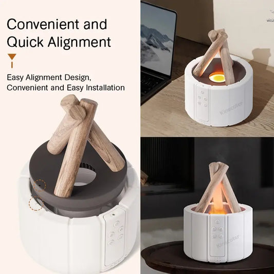 Living Abroad Creations flame-effect aroma diffuser – 280ml ultrasonic humidifier with BPA-free design