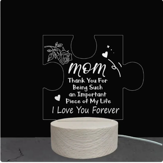 Living Abroad Creations night lamp for Mother’s Day – glowing acrylic light with message for mom