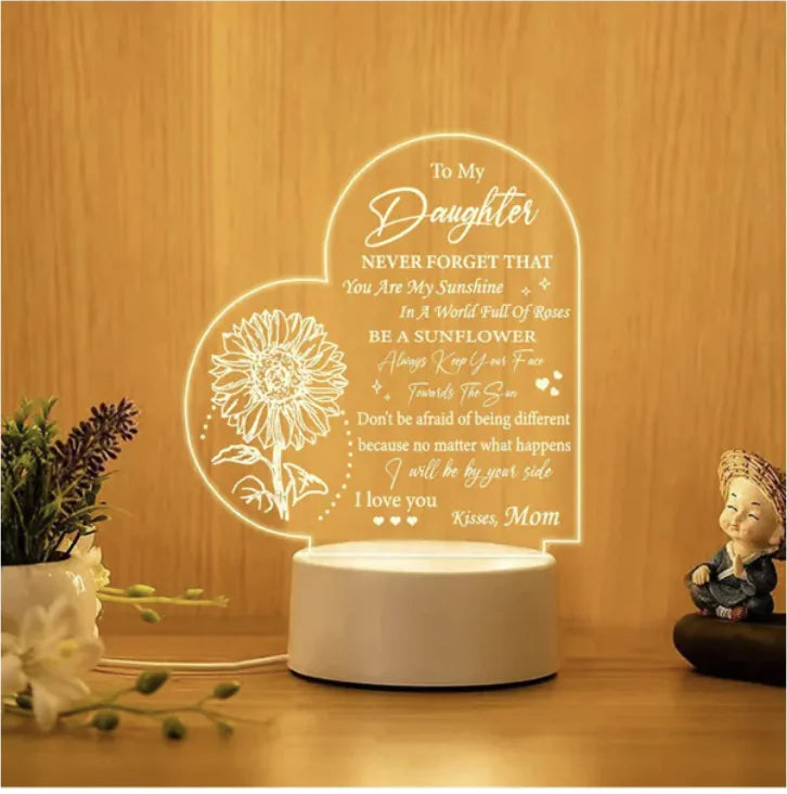 Living Abroad Creations night lamp for daughter – birthday or bedtime gift with engraved quote