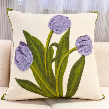 Living Abroad Creations purple tulips embroidery design close-up