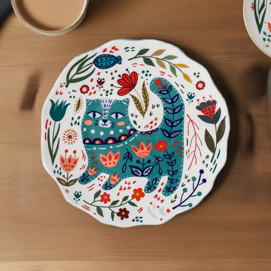 Living Abroad Creations round ceramic plate for appetizers