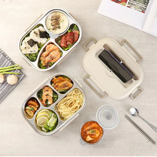 Living Abroad Creations stainless steel bento box with five compartments