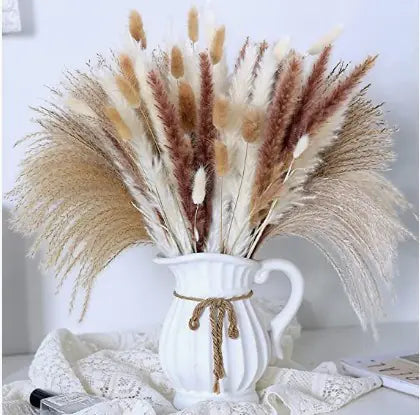 Natural dried pampas grass bouquet styled in vase - Living Abroad Creations