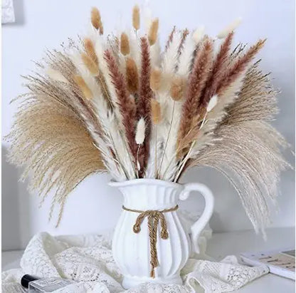 Natural dried pampas grass bouquet styled in vase - Living Abroad Creations