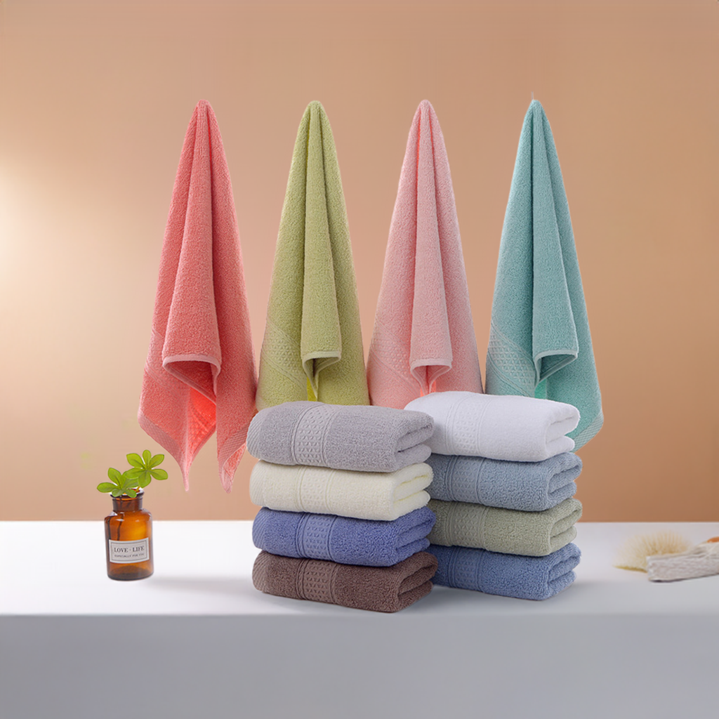 Thick bath towel combo with soft cotton texture by Living Abroad Creations
