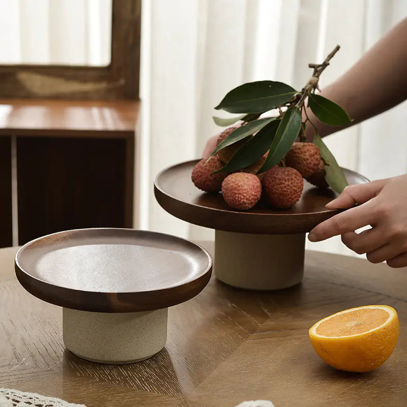 Vintage Japanese wood cake stand by Living Abroad Creations